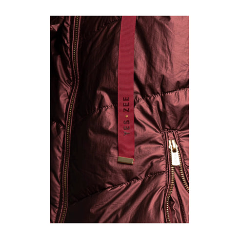 Yes Zee Piumino corto Piumino Donna cappuccio con coulisse Prugna - Francavilla Moda